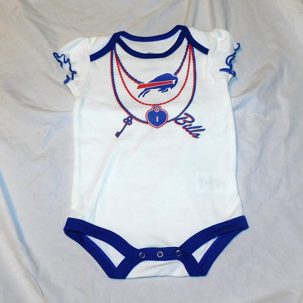 Baby Girl Buffalo Bills One Piece Necklace NFL Football White 6-9 Months NEW